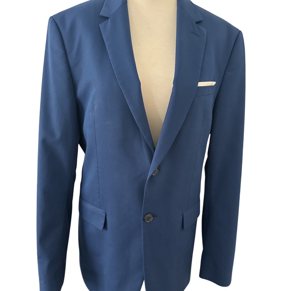 Zara Sport Blazer Mens Sz 38 2-Button‎ Notched Lapel Preppy Business Jacket Blue